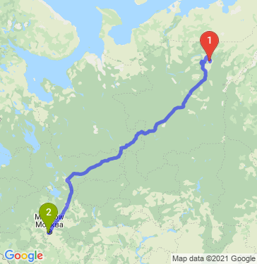 Маршрут из Усинска в Москву