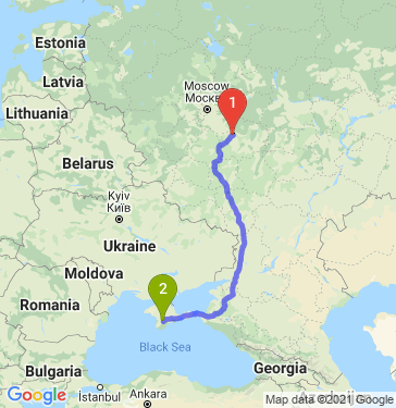 Маршрут из Рязани в Симферополя