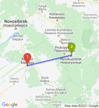 Маршрут из Барнаула в Новокузнецк