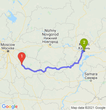 Маршрут из Рязани в Казань