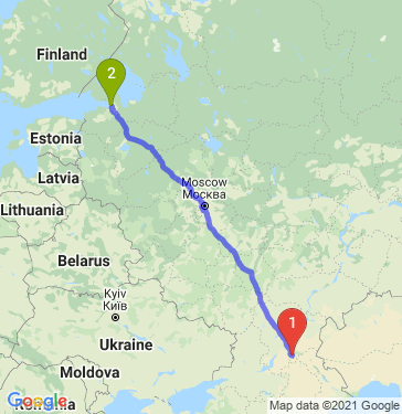Маршрут из Волгограда в Санкт-Петербург