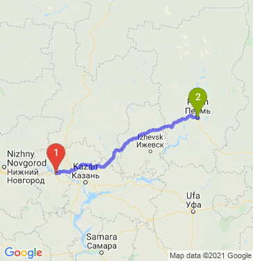 Маршрут из Чебоксар в Пермь