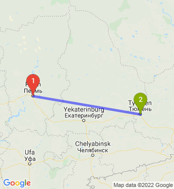 Маршрут из Перми в Тюмень
