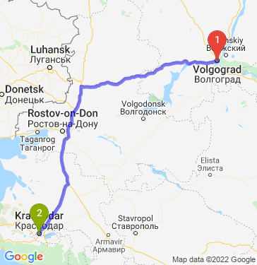 Маршрут из Волгограда в Краснодар
