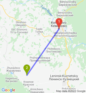 Маршрут из Кемерова в Прогресса