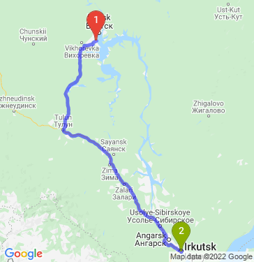 Маршрут из Братска в Иркутск