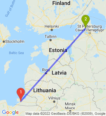 Маршрут из Калининграда в Горки