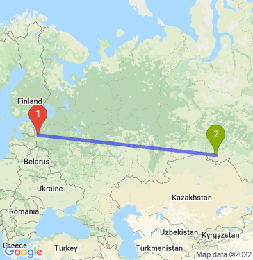 Маршрут из Пскова в Омск