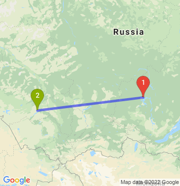 Маршрут из Братска в Новосибирск