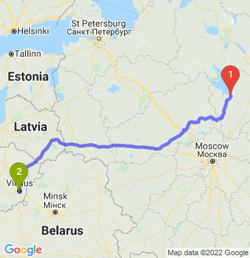 Маршрут из Рыбинска в Vilnius