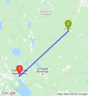 Маршрут из Череповца в Вельска