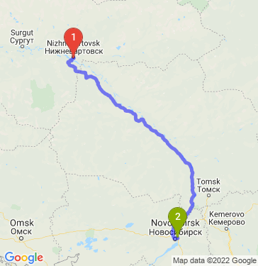 Маршрут из Нижневартовска в городской округ Город Новосибирск