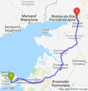 Маршрут из Ростова-на-Дону в Тамань