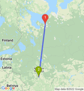 Маршрут из Северодвинска в Чехова