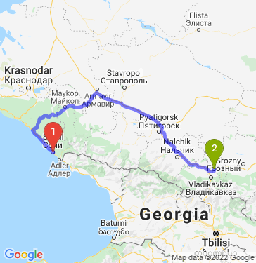 Маршрут из Сочи в Назрань