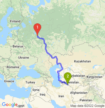 Маршрут из Ярославля в Ашхабада