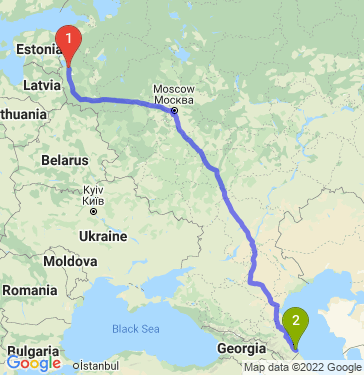 Маршрут из Пскова в Дербента