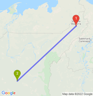 Маршрут из Воркуты в Сосногорск