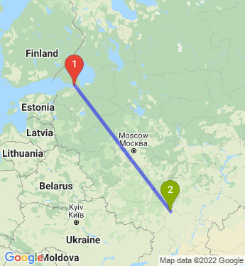 Маршрут из Санкт-Петербурга в Борисоглебск