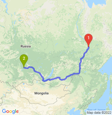 Маршрут из Якутска в Красноярск
