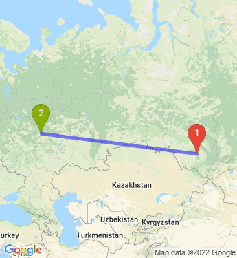 Маршрут из Барнаула в Нижний Новгород