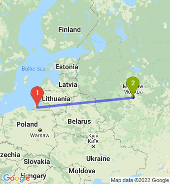 Маршрут из Калининграда в Москву