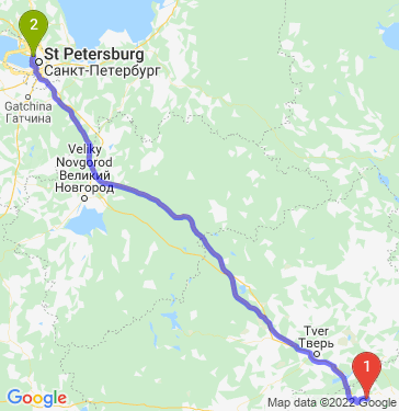 Маршрут из Струбково в Санкт-Петербург