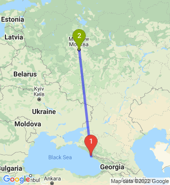 Маршрут из Сочи в Москву