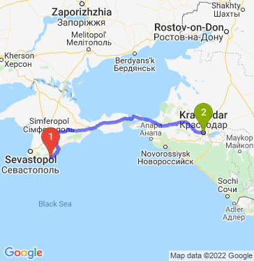 Маршрут из Ялты в Краснодар