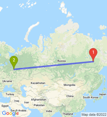 Маршрут из Якутска в Ярославль