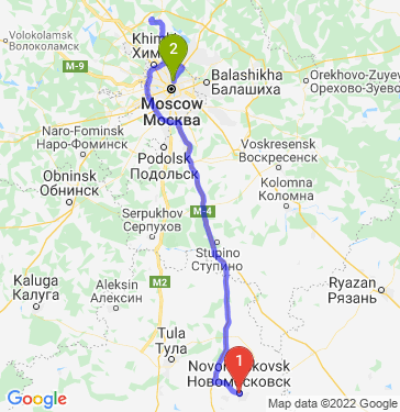 Маршрут из Новомосковска в Лупаново