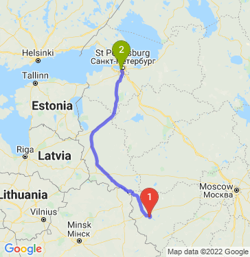 Маршрут из Смоленска в Санкт-Петербург