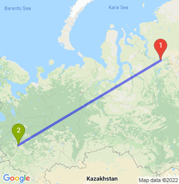 Маршрут из Норильска в Внуково