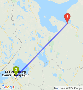 Маршрут из Северодвинска в Мурино