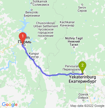 Маршрут из Перми в Екатеринбург