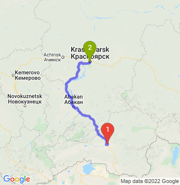 Маршрут из Кызыла в Красноярск