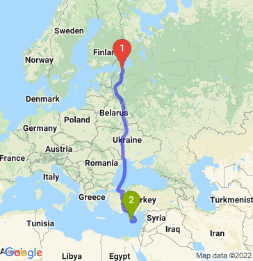 Маршрут из Санкт-Петербурга в Пафос