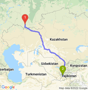 Маршрут из Оренбурга в Душанбе