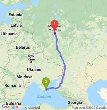 Маршрут из Москвы в Судака