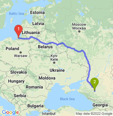 Маршрут из Калининграда в Ставрополь
