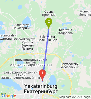 Маршрут из Екатеринбурга в Крутого