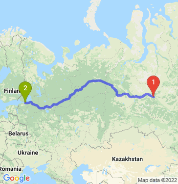 Маршрут из Нижневартовска в Санкт-Петербург