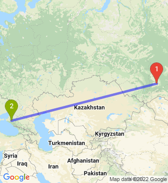 Маршрут из Абакана в Краснодар