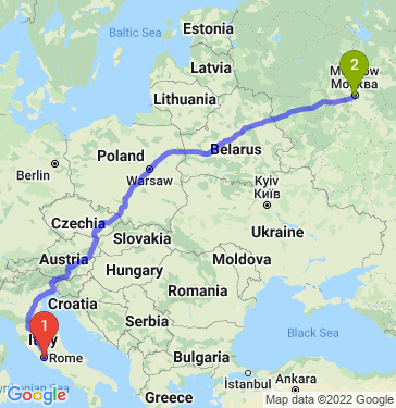 Маршрут из Roma в Москву