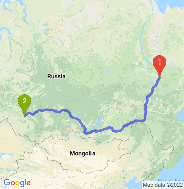 Маршрут из Якутска в Новосибирск