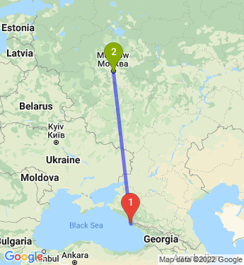 Маршрут из Сочи в Москву