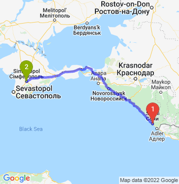 Маршрут из Сочи в Симферополя