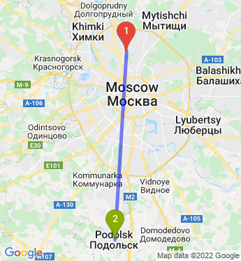 Маршрут из Москвы в Подольск