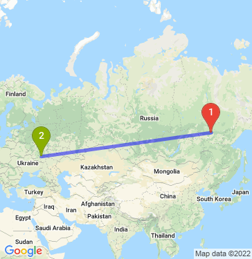 Маршрут из Алдана в Воронеж