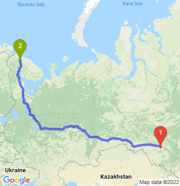 Маршрут из Бердска в Мурманск